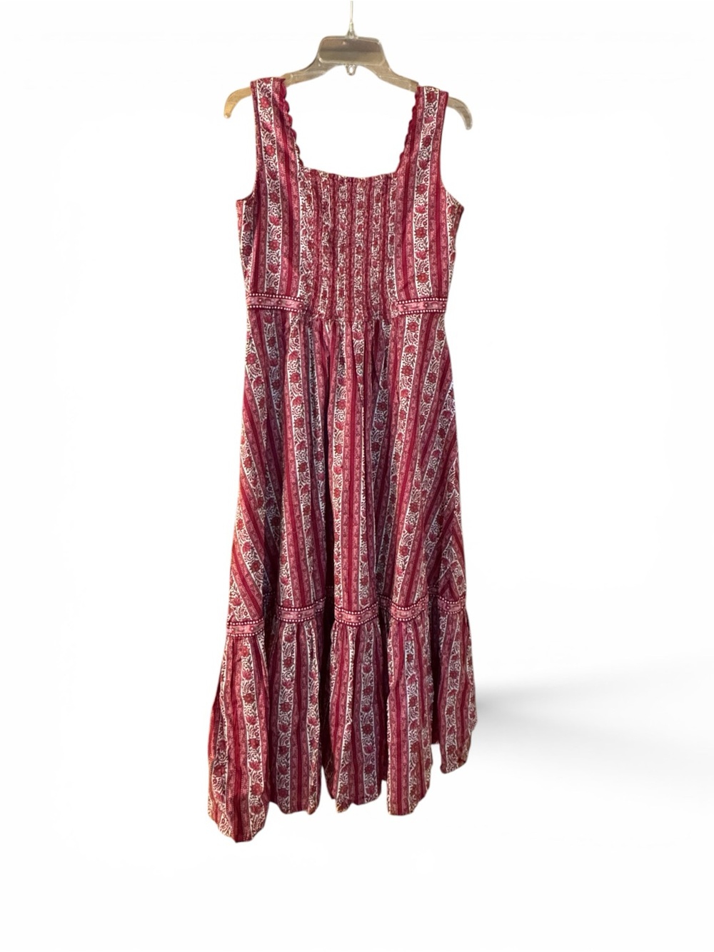 Bombay Paisley Red Floral Cotton Tiered Dress Boho from Westside - Picture 3 of 4